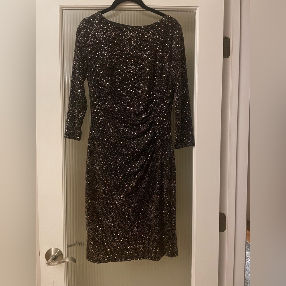 Anne Klein Elegant Black Sequin Mini  Dress